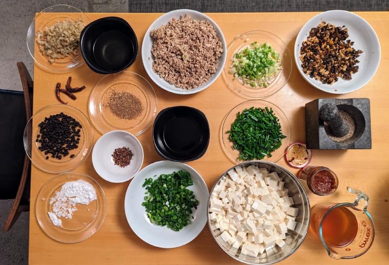 vegan mapo-tofu mise en place
