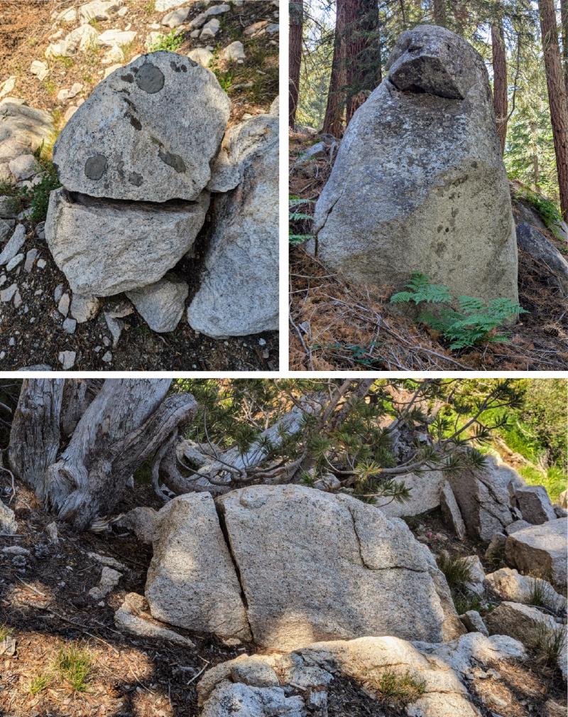 Three pareidolic rocks.